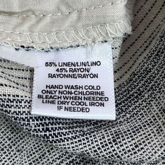Ann Taylor Loft Striped Linen Blend Shorts Black Cream 4 - Picture 6 of 8